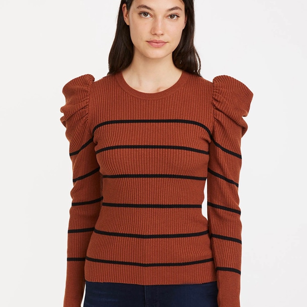 ✨NWT✨ 7 for All Mankind Cashmere Blend Puff Shoulder Crew Neck Sweater